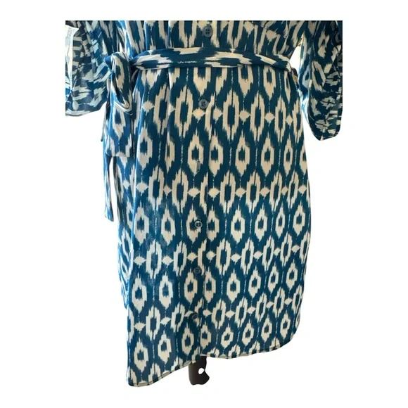 Anthropologie Maeve Ikat Print Shirt Dress Belted Size M - Picture 5 of 8